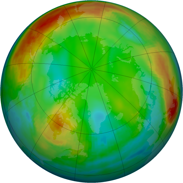 Arctic ozone map for 09 January 1981